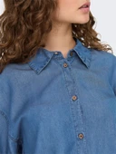 ONLCHARIS LIFE LS SHIRT CC WVN Kadın Medium Blue Denim Gömlek - 15337928 thumbnail 3