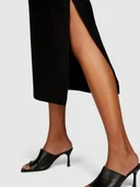 Keten ve Pamuk Karışımlı Yırtmaçlı Midi Kalem Etek Kadın Siyah Etek - 324P4U6WL0023 thumbnail 5