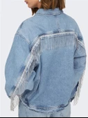 ONLSUNSET LS RHINESTONE JACKET RED DNM Kadın Light Blue Denim Denim Ceket - 15342631 thumbnail 3