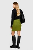 Yün Karışımlı Yüksek Bel Aran Motif Örgü Triko Mini Etek Kadın Yeşil Etek - 323A17L3M0008 thumbnail 7