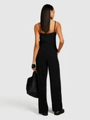 İnce Askılı Önü Asimetrik Detaylı Palazzo Tulum Kadın Siyah Tulum - 324P41AYLT00G thumbnail 6