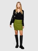 Yün Karışımlı Yüksek Bel Aran Motif Örgü Triko Mini Etek Kadın Yeşil Etek - 323A17L3M0008 thumbnail 3