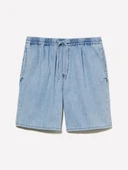 Sisley   %100 Pamuk Büzgü İpli Normal Bel Denim Şort Erkek Mavi Denim Şort - 325P44C1S901A thumbnail 3