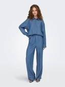 ONLCHARIS LIFE LS SHIRT CC WVN Kadın Medium Blue Denim Gömlek - 15337928 thumbnail 4