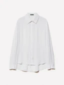 %100 Viskoz Arkası Uzun Over Fit Gömlek Kadın Bej Gömlek - 325P5IDTLQ08R thumbnail 5