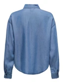 ONLCHARIS LIFE LS SHIRT CC WVN Kadın Medium Blue Denim Gömlek - 15337928 thumbnail 7