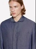 Sisley   Keten Karışımlı Gizli Düğmeli Astarsız Ceket Erkek Mavi Ceket - 325P2NZVSW02A thumbnail 4