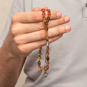 Gümüş Top Kazaz Püsküllü Sıkma Kehribar Tesbih thumbnail 3