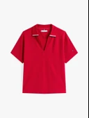 LYOCELL TIPPING OPEN SS POLO Kadın Kırmızı Polo - WW0WW46512 thumbnail 5