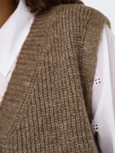 ONLJANE SL V-NECK BUTTON VEST KNT Kadın Kahverengi Yelek - 4815340 thumbnail 3