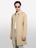 Su Geçirmez Kumaşlı Logolu Kemerli Regular Fit Trençkot Erkek Mavi Trençkot - 325P2THMSN03V thumbnail 3