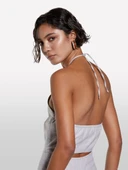 Keten Karışımlı Astarlı Askılı Palazzo Tulum Kadın Mavi Tulum - 325P4NP9LT00N thumbnail 4