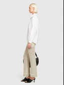 %100 Keten Düğmeli Göğüs Cepli Uzun Kollu Gömlek Kadın Beyaz Gömlek - 325P5BMLLQ06S thumbnail 2