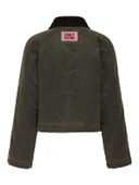 Only   ONLJANET SHORT JACKET CC OTW Kadın Gri Mont - 15350379 thumbnail 2