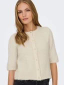 ONLCILLE SS O-NECK CARDIGAN CC KNT Kadın Gri Hırka - 15350782 thumbnail 2