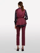 %100 Viskoz Tamamı Desenli Asimetrik Oversize Saten Gömlek Kadın Siyah Gömlek - 325A5IBNLQ07F thumbnail 3