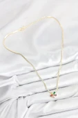 Pirinç Zirkon Taşlı Su Yolu Asorti Çiçek Model Gold Renk Kadın Kolye - TJ-BKO10546 thumbnail 2