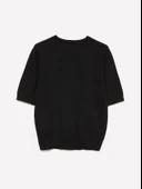 Sisley   Pamuk ve Yün Karışımlı Ribana Yaka Kısa Kollu Kazak Kadın Siyah Kazak - 325A1SBXM106L thumbnail 2