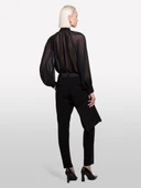 Çiçek Detaylı Önü Fırfırlı Balon Kol Şifon Gömlek Kadın Siyah Gömlek - 324A5W9ELQ081 thumbnail 2