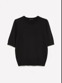 Sisley   Pamuk ve Yün Karışımlı Ribana Yaka Kısa Kollu Kazak Kadın Siyah Kazak - 325A1SBXM106L thumbnail 1