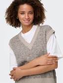 Only   ONLCILLE SL VEST CC KNT Kadın Kahverengi Kazak - 15350777 thumbnail 2