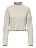 Only   ONLCHICK STITCH LS HIGHNECK KNT NOOS Kadın Bej Kazak - 15329963 thumbnail 6