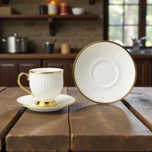 Özlife sedef porselen yaldızlı kahve fincanı seti takımı 6 kişilik 9025 thumbnail 1