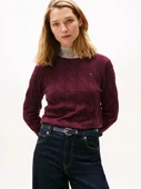 Tommy Hilfiger   SOFT WOOL CABLE C-NK LS SWT Kadın Kırmızı Kazak - WW0WW43586 thumbnail 1