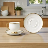 Özlife miray porselen yaldızlı kahve fincanı seti takımı 6 kişilik 9026 thumbnail 1