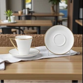 Özlife defne porselen yaldızlı kahve fincanı seti takımı 6 kişilik 9024 thumbnail 1