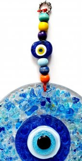 Mavi Nazar Boncuklu Kesme Cam Desenli Duvar Süsü Nazarlık thumbnail 3