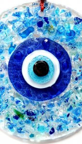 Mavi Nazar Boncuklu Kesme Cam Desenli Duvar Süsü Nazarlık thumbnail 4