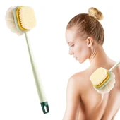 2'si 1 Arada Çift Taraflı Uzun Saplı Fırçalı Banyo Vücut Sırt Fırçası Banyo Lifi (5224) thumbnail 1