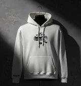 3 İplik Şardonlu Hoodie Sweatshirt - Don't Look Back White thumbnail 1