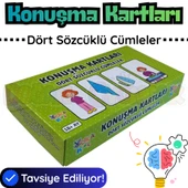 Orijinal Konuşma Kartları - Dört Sözcüklü Cümleler - Çocuklar için Konuşma Etkinliği Otizim Kartları thumbnail 1