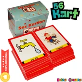 Orijinal Ses Kartları 56 Kart - Eğitici Ses Kartları Çocuklar için Ses Etkinliği Otizim Kartları thumbnail 1