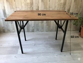 Bahçe Balkon Çayseti Masası, Orta Sehpa, Yemek Masası, Mutfak Masası, Sehpa, Masa Ceviz - 90 x 60 cm thumbnail 4