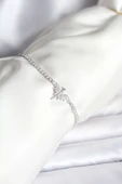 Anka Kuşu Model Zirkon Taşlı Gümüş Renk Pirinç Su Yolu Kadın Bileklik - TJ-BB8099 thumbnail 1