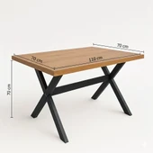 Suntalam Metal Ayak Bahçe Mobilyası Sabit Masa, Cafe Masası, Yemek Masası 70 x 110 cm thumbnail 3