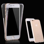 Apple iPhone 7 Kılıf 360 Derece Tam Koruma Şeffaf Silikon Kapak - 6