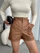 Beli Lastikli Deri Şort Kahve H24605 thumbnail 1
