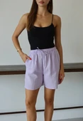 Müslin Kumaş Şort Bağcıklı Lila Pt thumbnail 5