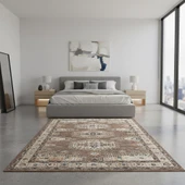 Kahve Otantik Halı Dijital Baskılı, Kaymaz Tabanlı, Yıkanabilir Leke Tutmaz Antibakteriyel thumbnail 2