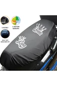 TexKid King Queen Tasarımlı Motosiklet Sele Kılıfı Motor Koltuk Brandası Siyah thumbnail 1
