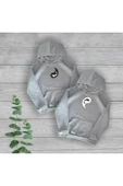 TexKid Yin ve Yang Baskılı Çift Sevgili Temalı Oversize 2'li Gri Sweatshirt thumbnail 1