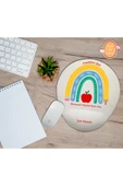 TexKid Kişiye Özel Gökkuşağı Tasarımlı Öğretmenler Günü Hediyelik Bilek Desteli Mouse Pad thumbnail 2