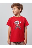 TexKid Santa Claus Dabbing Yılbaşı Baskılı Kırmızı Çocuk Tişörtü thumbnail 2