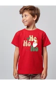 TexKid Yılbaşı Ho Ho Ho Yazılı Kırmızı Çocuk Tişörtü thumbnail 2