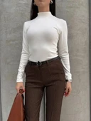 Dar paça kemerli kumaş pantolon kahve pt53 thumbnail 5