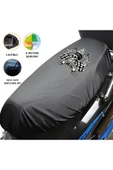 TexKid Kuru Kafa Tasarım Baskılı Motosiklet Sele Kılıfı Motor Koltuk Brandası Siyah thumbnail 1